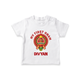 My First Onam Special Edition T-Shirt | Personalized Baby T-Shirt for Onam Festival - WHITE - 0-5 Months Old (Chest 17")