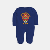 My First Onam Special Edition Sleep Suit | Personalized Baby Sleep Suit for Onam Festival - NAVY BLUE - New Born (Chest 7.5")