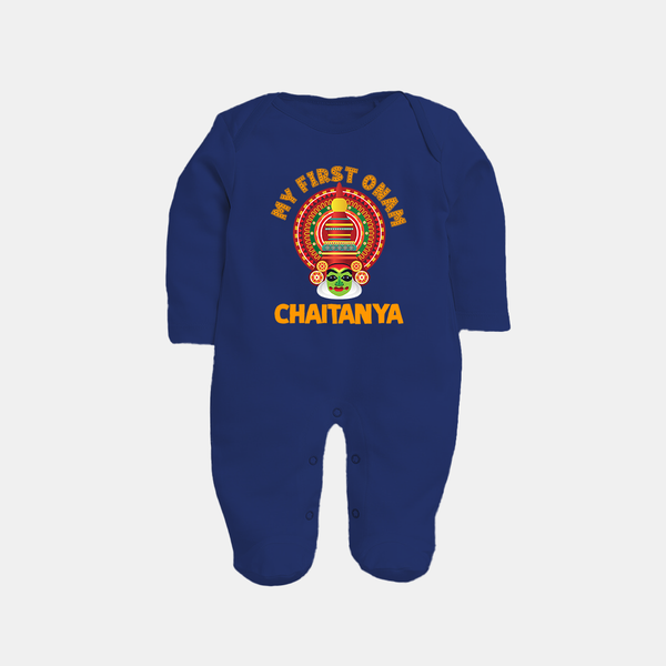 My First Onam Kathakali Heritage Full Body Suit - NAVY BLUE - New Born (Chest 7.5")
