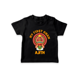 My First Onam Special Edition T-Shirt | Personalized Baby T-Shirt for Onam Festival - BLACK - 0-5 Months Old (Chest 17")