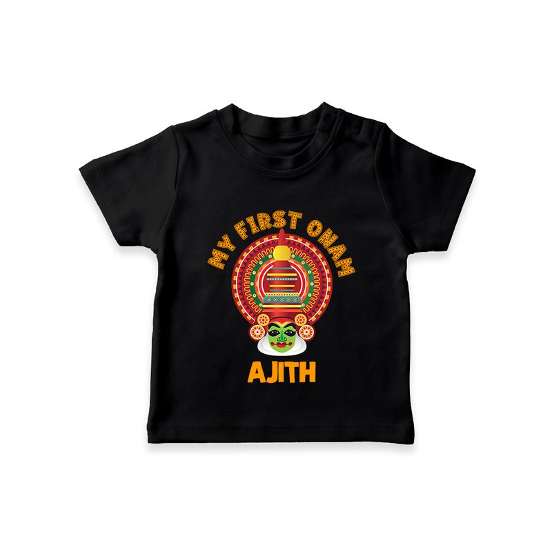 My First Onam Special Edition T-Shirt | Personalized Baby T-Shirt for Onam Festival - BLACK - 0-5 Months Old (Chest 17")