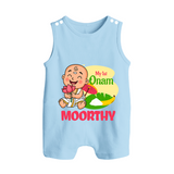 My First Onam Little Krishna Celebration Button Romper - BABY BLUE - New Born (Chest 18")