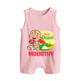 My First Onam Little Krishna Celebration Button Romper - BABY PINK - New Born (Chest 18")