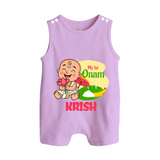 My First Onam Custom Romper Suit / Sleeveless Romper | Personalized Romper Suit / Sleeveless Romper for Your Baby's First Onam - LILAC - 0 - 5 Months Old (Chest 18")