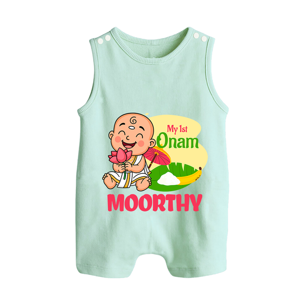 My First Onam Little Krishna Celebration Button Romper - MINT GREEN - New Born (Chest 18")