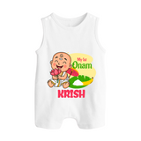 My First Onam Custom Romper Suit / Sleeveless Romper | Personalized Romper Suit / Sleeveless Romper for Your Baby's First Onam - WHITE - 0 - 5 Months Old (Chest 18")
