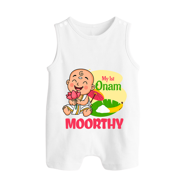 My First Onam Little Krishna Celebration Button Romper - WHITE - New Born (Chest 18")