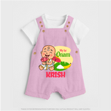 My First Onam Custom Dungaree Set | Personalized Dungaree Set for Your Baby's First Onam - BABY PINK - 0 - 5 Months Old (Chest 18")