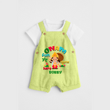 Onam Fun Starts - Customised Dungaree for kids - PASTEL GREEN - 0 - 5 Months Old (Chest 18")