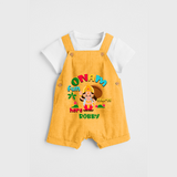 Onam Fun Starts - Customised Dungaree for kids - PASTEL YELLOW - 0 - 5 Months Old (Chest 18")