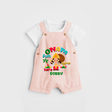 Onam Fun Starts - Customised Dungaree for kids - PEACH - 0 - 5 Months Old (Chest 18")