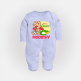 My First Onam Little Krishna Celebration Full Body Suit - BABY BLUE - New Born (Chest 7.5")