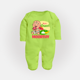 My First Onam Little Krishna Celebration Full Body Suit - LIME GREEN - New Born (Chest 7.5")