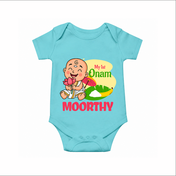 My First Onam Little Krishna Celebration Romper - ARCTIC BLUE - New Born (Chest 14")