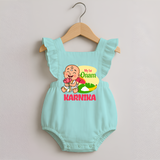 My First Onam Custom Romper Frock | Personalized Romper Frock for Your Baby's First Onam - MINT GREEN - 0 - 3 Months Old (Chest 19")