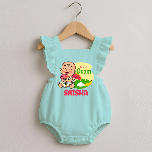 My First Onam Little Krishna Celebration Romper Frock - MINT GREEN - 0 - 3 Months Old (Chest 19")