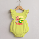 My First Onam Little Krishna Celebration Romper Frock - PASTEL YELLOW - 0 - 3 Months Old (Chest 19")