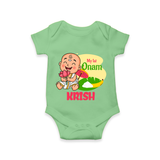 My First Onam Custom Romper / Onesie | Personalized Romper / Onesie for Your Baby's First Onam - GREEN - New Born (Chest 14")