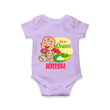 My First Onam Custom Romper / Onesie | Personalized Romper / Onesie for Your Baby's First Onam - LILAC - New Born (Chest 14")