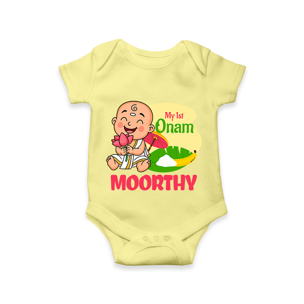 My First Onam Little Krishna Celebration Romper - PASTEL YELLOW - New Born (Chest 14")