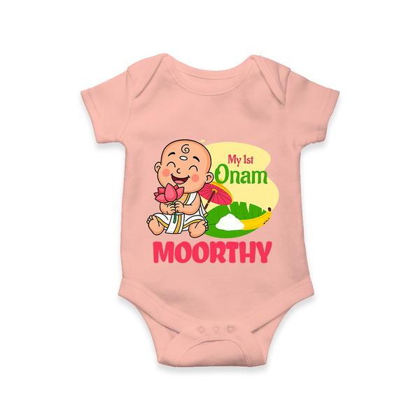 My First Onam Little Krishna Celebration Romper - PEACH - New Born (Chest 14")