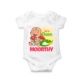 My First Onam Little Krishna Celebration Romper - WHITE - New Born (Chest 14")