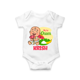 My First Onam Custom Romper / Onesie | Personalized Romper / Onesie for Your Baby's First Onam - WHITE - New Born (Chest 14")