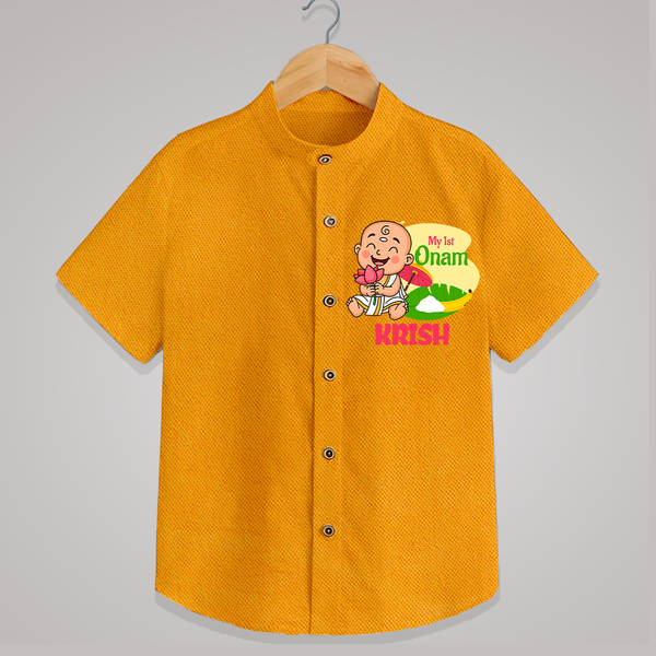 My First Onam Custom Shirt | Personalized Shirt for Your Baby's First Onam - CHROME YELLOW - 0 - 6 Months Old (Chest 23")