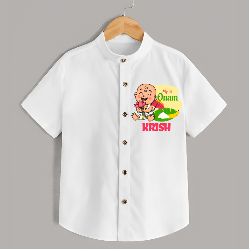 My First Onam Custom Shirt | Personalized Shirt for Your Baby's First Onam - WHITE - 0 - 6 Months Old (Chest 23")