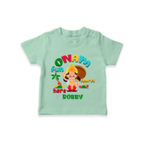 Onam Fun Starts - Customised T-Shirt for kids - MINT GREEN - 0-5Month Old (Chest 17")