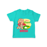 My First Onam Custom T-Shirt | Personalized T-Shirt for Your Baby's First Onam - TEAL - 0-5 Months Old (Chest 17")