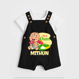 My First Onam Custom Dungaree Set | Personalized Dungaree Set for Your Baby's First Onam - BLACK - 0 - 5 Months Old (Chest 18")