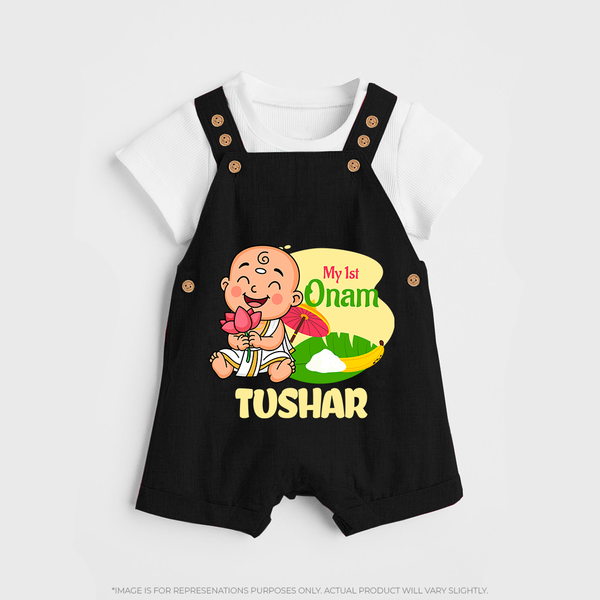 My First Onam Little Krishna Celebration Dungaree - BLACK - 0 - 5 Months Old (Chest 18")