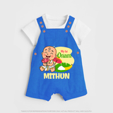 My First Onam Custom Dungaree Set | Personalized Dungaree Set for Your Baby's First Onam - COBALT BLUE - 0 - 5 Months Old (Chest 18")