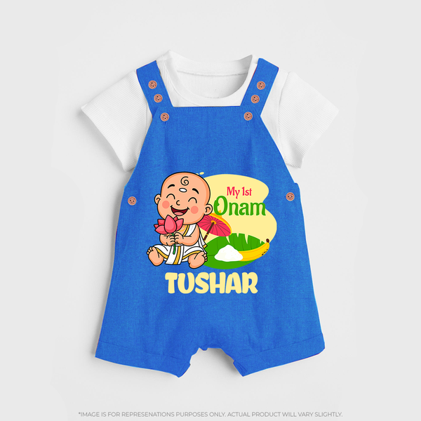My First Onam Little Krishna Celebration Dungaree - COBALT BLUE - 0 - 5 Months Old (Chest 18")