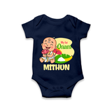 My First Onam Custom Romper / Onesie | Personalized Romper / Onesie for Your Baby's First Onam - NAVY BLUE - New Born (Chest 14")
