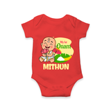 My First Onam Custom Romper / Onesie | Personalized Romper / Onesie for Your Baby's First Onam - RED - New Born (Chest 14")