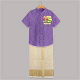 My First Onam Custom Shirt And Dhoti | Personalized Shirt And Dhoti for Your Baby's First Onam - ROYAL PURPLE - 0 - 6 Months Old (Chest-23") (Dhoti length-14")