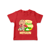 My First Onam Custom T-Shirt | Personalized T-Shirt for Your Baby's First Onam - RED - 0-5 Months Old (Chest 17")