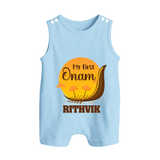 My 1st Onam Celebration Romper Suit / Sleeveless Romper | Custom Baby Romper Suit / Sleeveless Romper for First Onam - BABY BLUE - 0 - 5 Months Old (Chest 18")