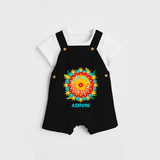 Cute As A Pookalam - Customised Dungaree for kids - BLACK - 0 - 5 Months Old (Chest 18")