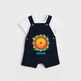 Cute As A Pookalam - Customised Dungaree for kids - NAVY BLUE - 0 - 5 Months Old (Chest 18")