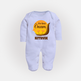 My 1st Onam Celebration Sleep Suit | Custom Baby Sleep Suit for First Onam - BABY BLUE - New Born (Chest 7.5")