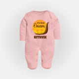 My 1st Onam Celebration Sleep Suit | Custom Baby Sleep Suit for First Onam - BABY PINK - New Born (Chest 7.5")