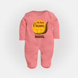 My First Onam Kerala Snake Boat Full Body Suit - PEACH - New Born (Chest 7.5")