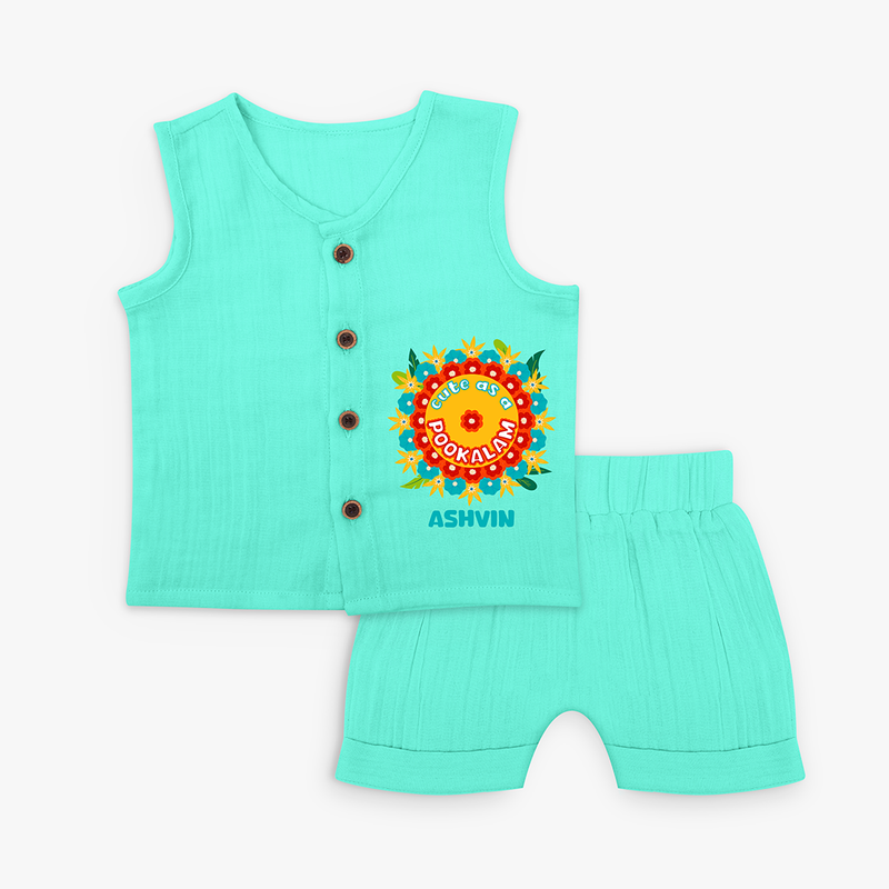 Cute As A Pookalam - Customised Jabla for kids - AQUA GREEN - 0-3 Month Old (Chest 9.8")