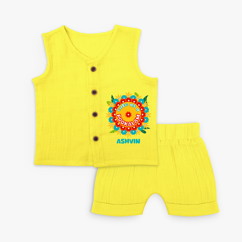 Cute As A Pookalam - Customised Jabla for kids - YELLOW - 0-3 Month Old (Chest 9.8")