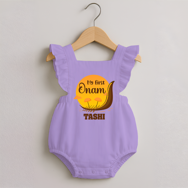 My First Onam Kerala Snake Boat Romper Frock - LILAC - 0 - 3 Months Old (Chest 19")