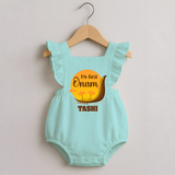 My First Onam Kerala Snake Boat Romper Frock - MINT GREEN - 0 - 3 Months Old (Chest 19")