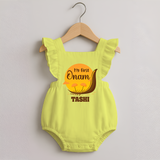 My First Onam Kerala Snake Boat Romper Frock - PASTEL YELLOW - 0 - 3 Months Old (Chest 19")
